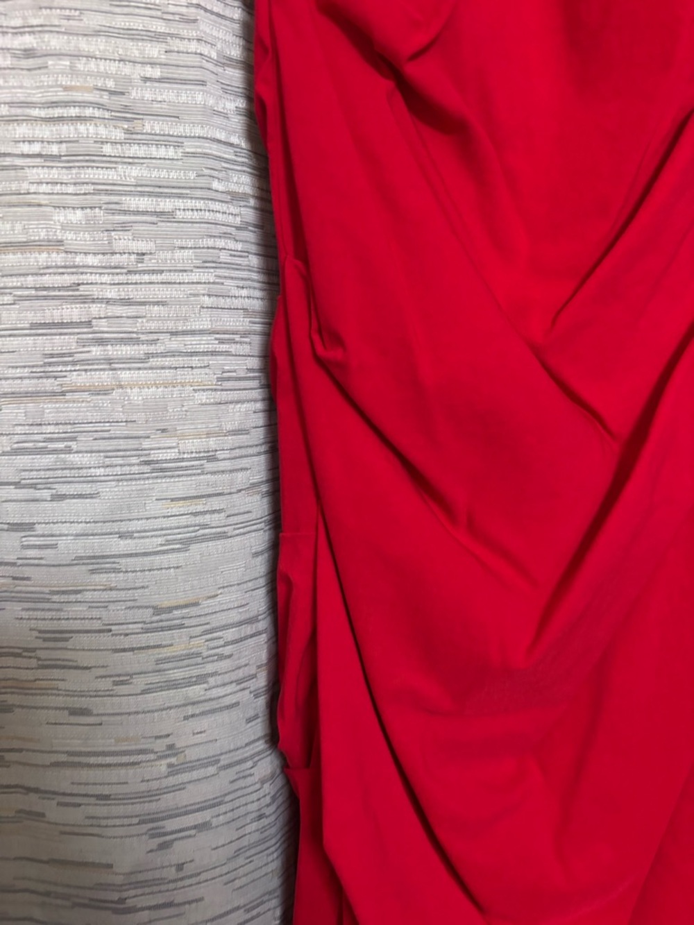 Papillon Blanc Red Ruched Scoop Neck Midi Dress - Picture 4 of 5